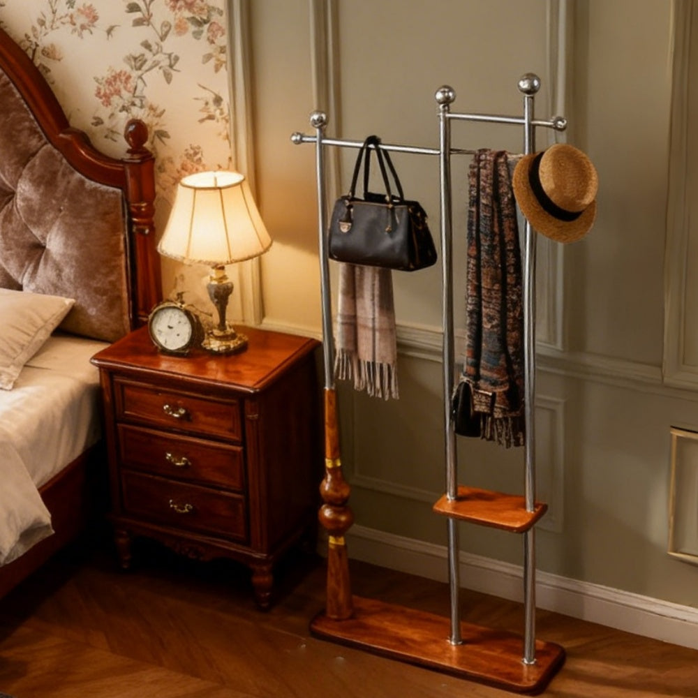 English Elm 70" Industrial Coat Rack Solid Wood Shelves Steel Frame Entryway Storage 110lb W2920P276826