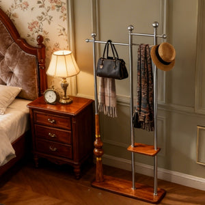 English Elm 70" Industrial Coat Rack Solid Wood Shelves Steel Frame Entryway Storage 110lb W2920P276826