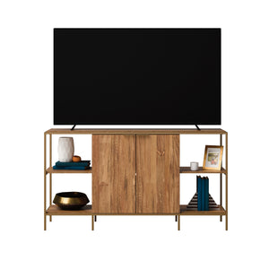 English Elm Credenza, Stylish Brown Finish For Tvs Up To 65", Modern Design With Ample Storage & Cable Management B356P367968