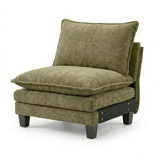 English Elm Modern Chenille Three Seat Sofa with Ottoman Usb Charging Ports and Storage Pockets Green W2519S00005
