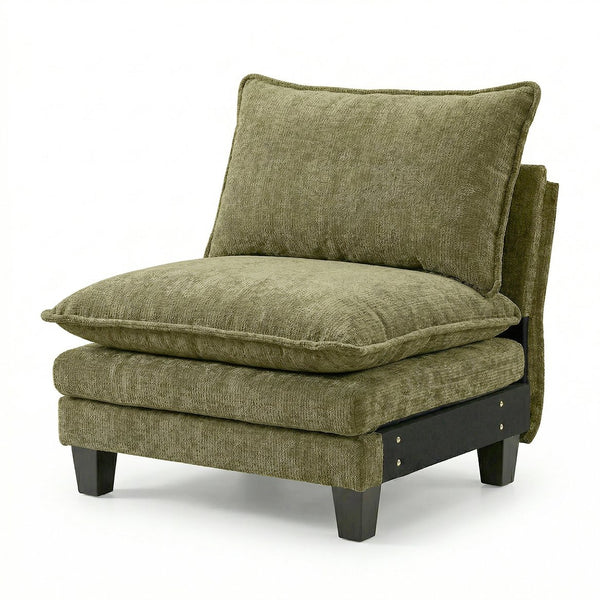 English Elm Modern Chenille Three Seat Sofa with Ottoman Usb Charging Ports and Storage Pockets Green W2519S00005