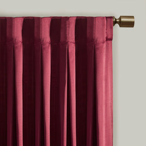 JLA Home Croscill Classics - Pleat Avignon Satin Curtain Panel with Tieback — Vintage Silk-Like Luster, Box Pleat Elegance for Formal Rooms Burgundy CCL40-0048