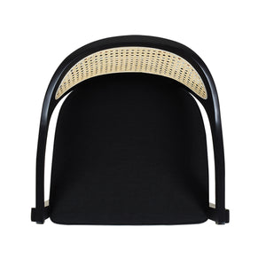 English Elm Jennifer Taylor Home - Americana Mid-Century Modern Cane Back Counter Stool - Elegant Jet Black Woven Design For Dining Spaces B2719P238382