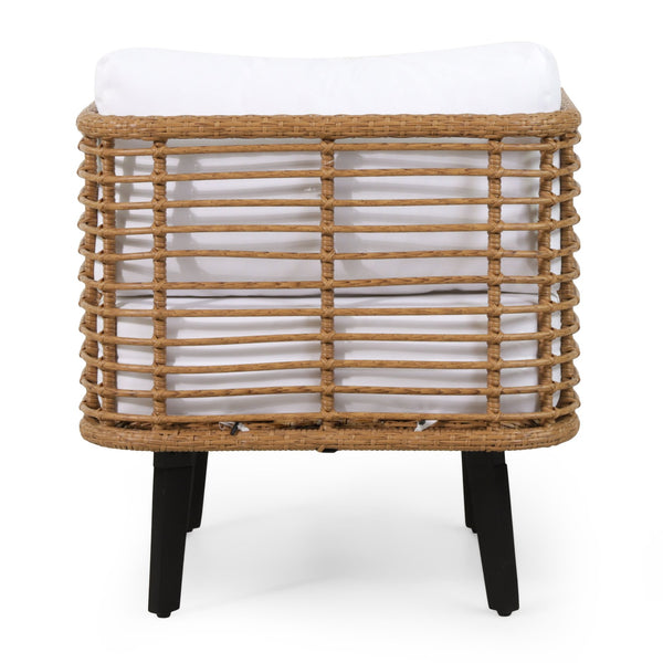 English Elm Christopher Knight Home® - NIC Club Chair Brown PE Rattan with Acacia Wood Legs, Modern Outdoor Wicker, Water-Resistant Cushion 71339.00LBRN