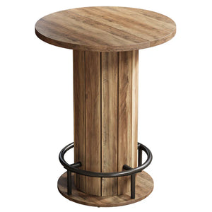 English Elm Stylish Round Coffee Table with Engineered Wood Top and Open Metal Base for Living Rooms Rustic Brown T3971P452870