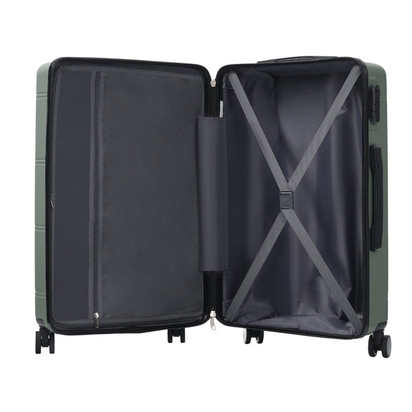 English Elm 6 Piece Hardshell Abs Travel Set with Spinner Wheels Combination Lock and Toiletry Bag Army Green N732P391465F