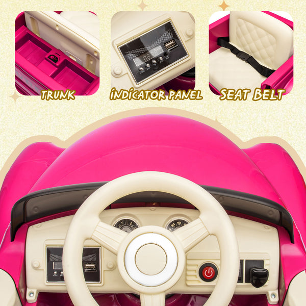 English Elm 12v Chevrolet 3100 Licensed Vintage Pickup Ride on Truck with Led Lights and Parent Remote Pink W1578P214161
