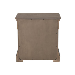 English Elm French Dovetail Nightstand Weathered Gray Elm Veneer Felt Lined Drawer Transitional Bedroom B2741P435886