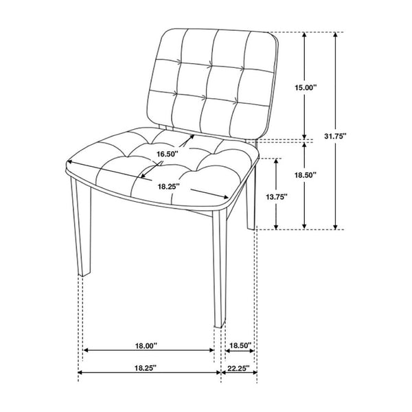 English Elm Set Of 2 Black Tufted Leatherette Dining Chairs With Walnut Finish – Modern Comfort & Style B016P369240-GIGA
