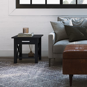 English Elm Kitchener Contemporary Black End Table With Storage Drawer & Open Shelf For Stylish Living Spaces B136P159544