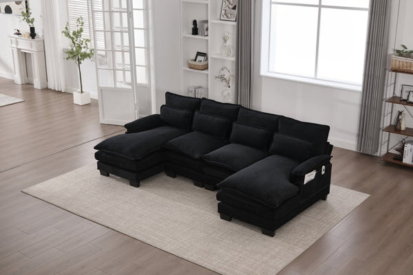 English Elm United We Win U-Shaped Cloud Couch, 110" Chenille Modular Sectional Sofa With Memory Foam & Storage W1568S00217-GIGA