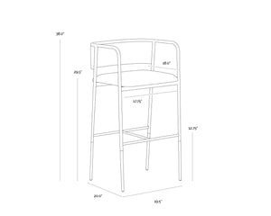 Sunpan BRENAN Barstool - Zenith Alabaster Upholstered Seat, Modern Ergonomic Design, Durable Black Frame 111182