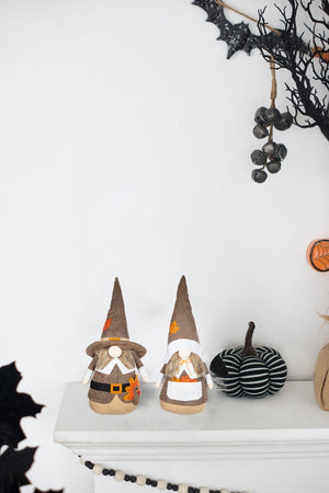 English Elm Set Of 2 Fabric Gnome Figurines – Cozy Autumn Decor For Thanksgiving, Fall Centerpieces & Gifts W2078P375700-GIGA