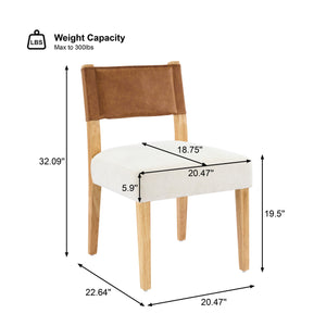 English Elm Mid-century Modern Linen Blend Dining Chairs Rubberwood Legs Sculptural Backrest Set of 2 Beige+Natural,Brown N768P442393N