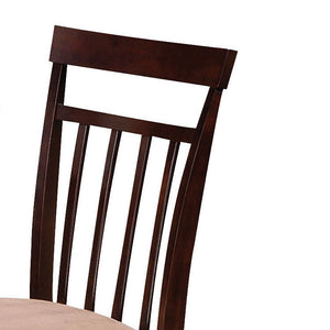 English Elm Espresso 5-Piece Dining Set with Beige Microfiber Cushions, Slatted Backs, Warm Veneer Finish Elegance B062P189103