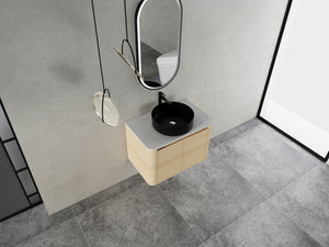 English Elm 30'' Wall-Mounted Bathroom Vanity With Ceramic Art Sink, Soft-Close Doors & Space-Saving Design W999S00463