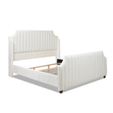 English Elm Addison King Channel Tufted Panel Bed Frame, Cloud White Performance Velvet