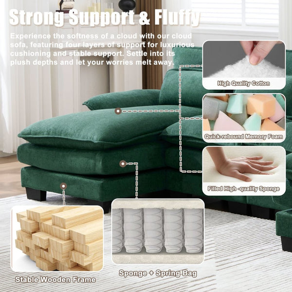 English Elm United We Win U Shaped Cloud Couch - 110" Modular Sectional Sofa With Memory Foam & Storage Pockets W1568S00216-GIGA