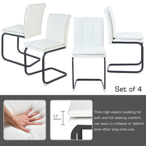 English Elm Modern Pu Leather Cantilever Dining Chairs Set of 4 with Steel Arc Frame for Kitchen W5123P454210