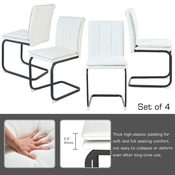 English Elm Modern Pu Leather Cantilever Dining Chairs Set of 4 with Steel Arc Frame for Kitchen W5123P454210