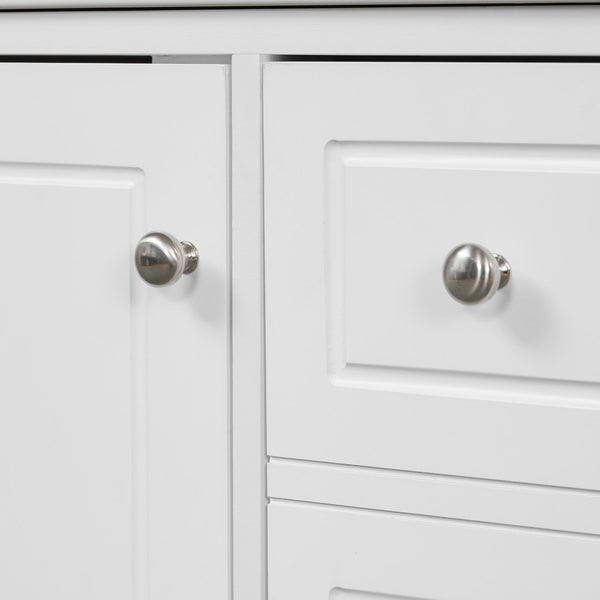 English Elm Christopher Knight Home® - 30" Freestanding Bathroom Vanity with Ceramic Sink, Soft-Close Door, Gold Knobs & 3 Drawers, Durable Painted Finish White N759P225994K
