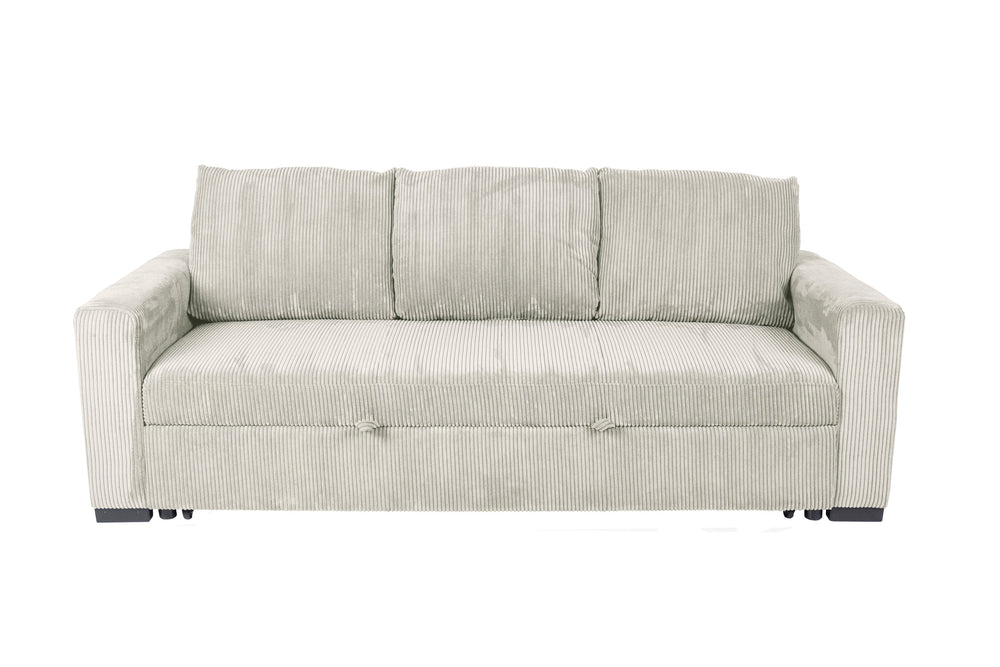 English Elm Convertible Sofa with Corduroy Upholstery, Low-Profile Legs and Pull-Out Bed for Compact Living Ivory 73 L x 34 W x 23 H B089P240492