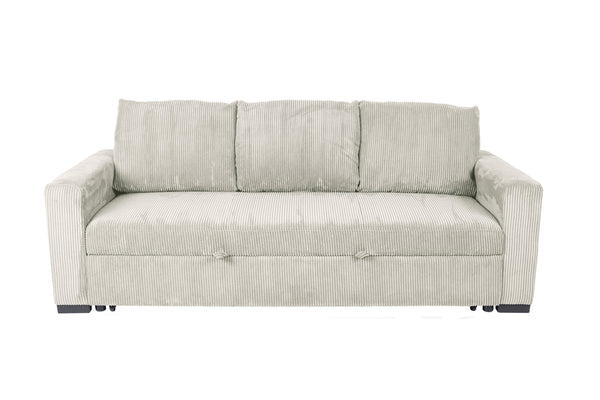 English Elm Convertible Sofa with Corduroy Upholstery, Low-Profile Legs and Pull-Out Bed for Compact Living Ivory 73 L x 34 W x 23 H B089P240492