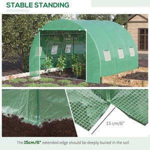 English Elm Outsunny Walk-in Hoop Greenhouse Steel Frame Pe Cover with Mesh Ventilation Windows W2225P217786