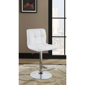 English Elm Lenny White Upholstered Adjustable Bar Stool Set of 2 — Plush Leatherette, Armless Comfort, Sleek Elegance B062P344919
