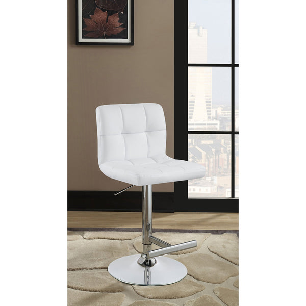 English Elm Lenny White Upholstered Adjustable Bar Stool Set of 2 — Plush Leatherette, Armless Comfort, Sleek Elegance B062P344919