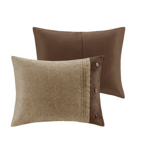 English Elm 7 Piece Faux Suede Comforter Set - Cozy Earthy Brown Cal King With Decorative Pillows & Shams B03597293