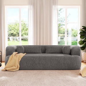 English Elm [new]86" Chenille Cloud Sofa Curved Legless 3-seater with Pocket Springs for Living Room Gray N723P404465E