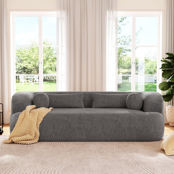 English Elm [new]86" Chenille Cloud Sofa Curved Legless 3-seater with Pocket Springs for Living Room Gray N723P404465E
