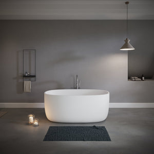 English Elm 47" Freestanding Stone Resin Soaking Tub Matte White Spa Bath for Small Bathrooms W1920P410096
