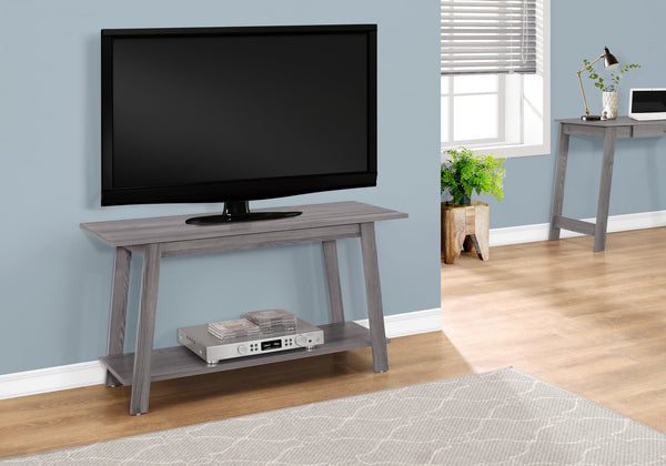 English Elm Tv Stand 42 Inch Grey Laminate Media Console with Open Shelf for Modern Living B2710P219107