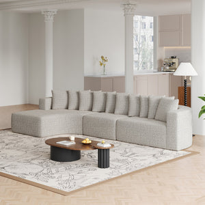English Elm 131.1-inch Chenille Cloud Curved Sectional with Chaise and Ten Plush Pillows W3505S00010
