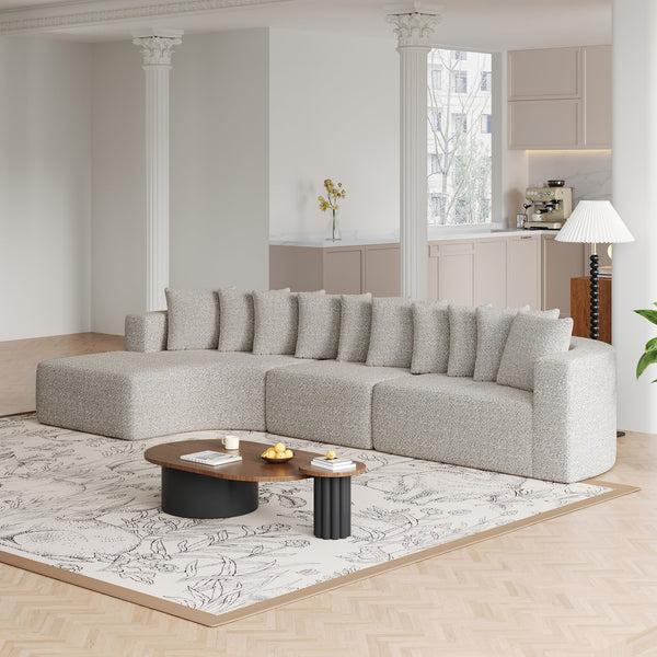 English Elm 131.1-inch Chenille Cloud Curved Sectional with Chaise and Ten Plush Pillows W3505S00010