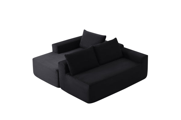 English Elm 104''cloud Modular Sectional Sofa Deep Corduroy Seat with Chaise for Living Room W3975S00047