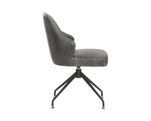 Sunpan Bretta Swivel Dining Chair - Stylish Performance Fabric with Durable Black Iron Base for Modern Spaces Overcast Grey