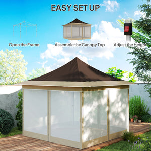 English Elm Adjustable Pop up Gazebo with Mesh Walls Oxford Fabric Canopy for Patio Garden T3971P426996