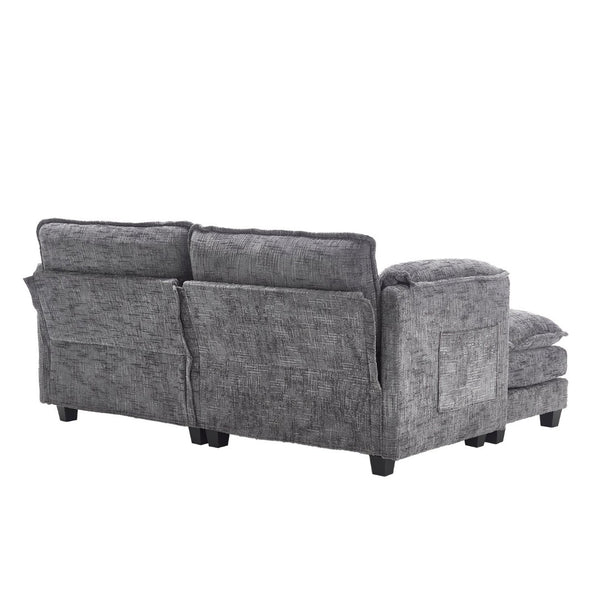 English Elm United Cozy Two-Seat Sofa With Chenille Fabric, Detachable Armrests, Footstools & Side Pockets W1568S00142-GIGA