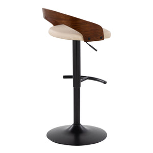 English Elm Grotto Adjustable Barstool Set Of 2 - Modern Swivel Design In Cream Faux Leather & Walnut Accent B202S00911