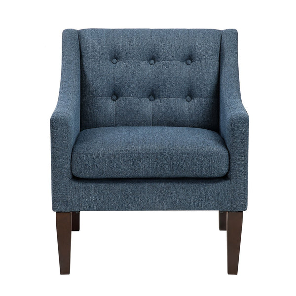English Elm Contemporary Button-Tufted Accent Chair with Plush Fabric, Curved Arms and Solid Wood Legs for Living Blue 26.5 L x 28.5 W x 22.5 H B011P281834