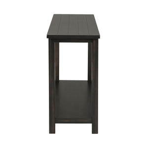English Elm Wood Pine Console Table Weathered Farmhouse Finish with Open Shelf for Entryway Distressed Black B016P472898