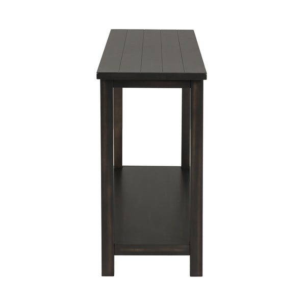 English Elm Wood Pine Console Table Weathered Farmhouse Finish with Open Shelf for Entryway Distressed Black B016P472898