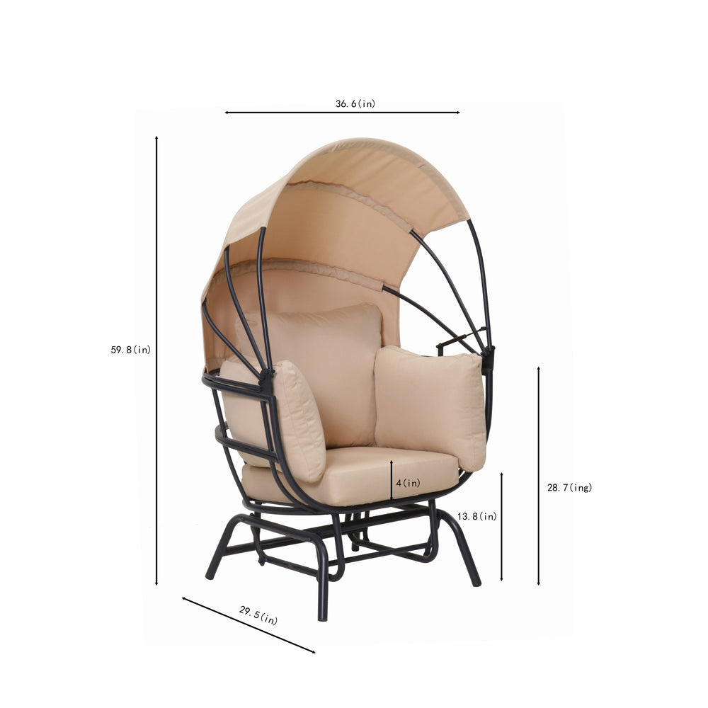 English Elm Sunnydaze Outdoor Egg Chair Steel Frame Polyester Cushions Retractable Canopy Patio W3990P430663