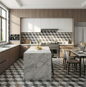 English Elm Hexagon Carrara Gray Polished Marble Floor Wall Tile Spa Inspired Natural Stone W1696P262340