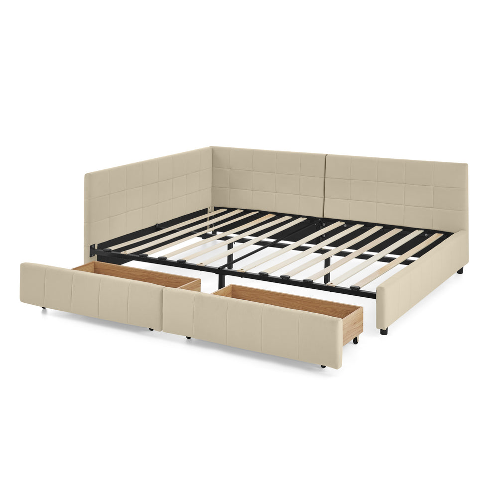 English Elm Full Size Upholstered Tufted Bed Frame With Storage, Chic Velvet Sofa Bed For Bedroom & Living Room W487S00306