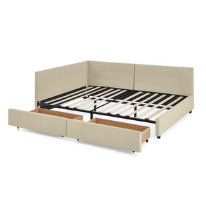 English Elm Full Size Upholstered Tufted Bed Frame With Storage, Chic Velvet Sofa Bed For Bedroom & Living Room W487S00306