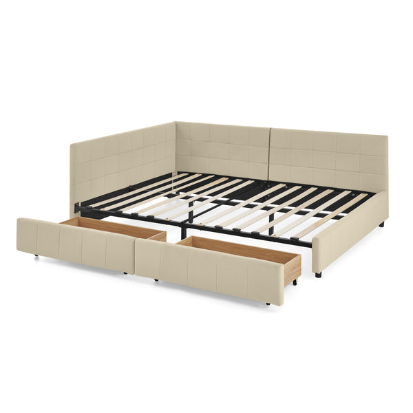 English Elm Full Size Upholstered Tufted Bed Frame With Storage, Chic Velvet Sofa Bed For Bedroom & Living Room W487S00306